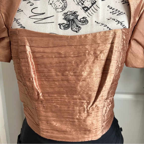 BB Collections Vintage Puff Sleeve Sheath Dress Gold Black Sz 8 - Picture 4 of 16